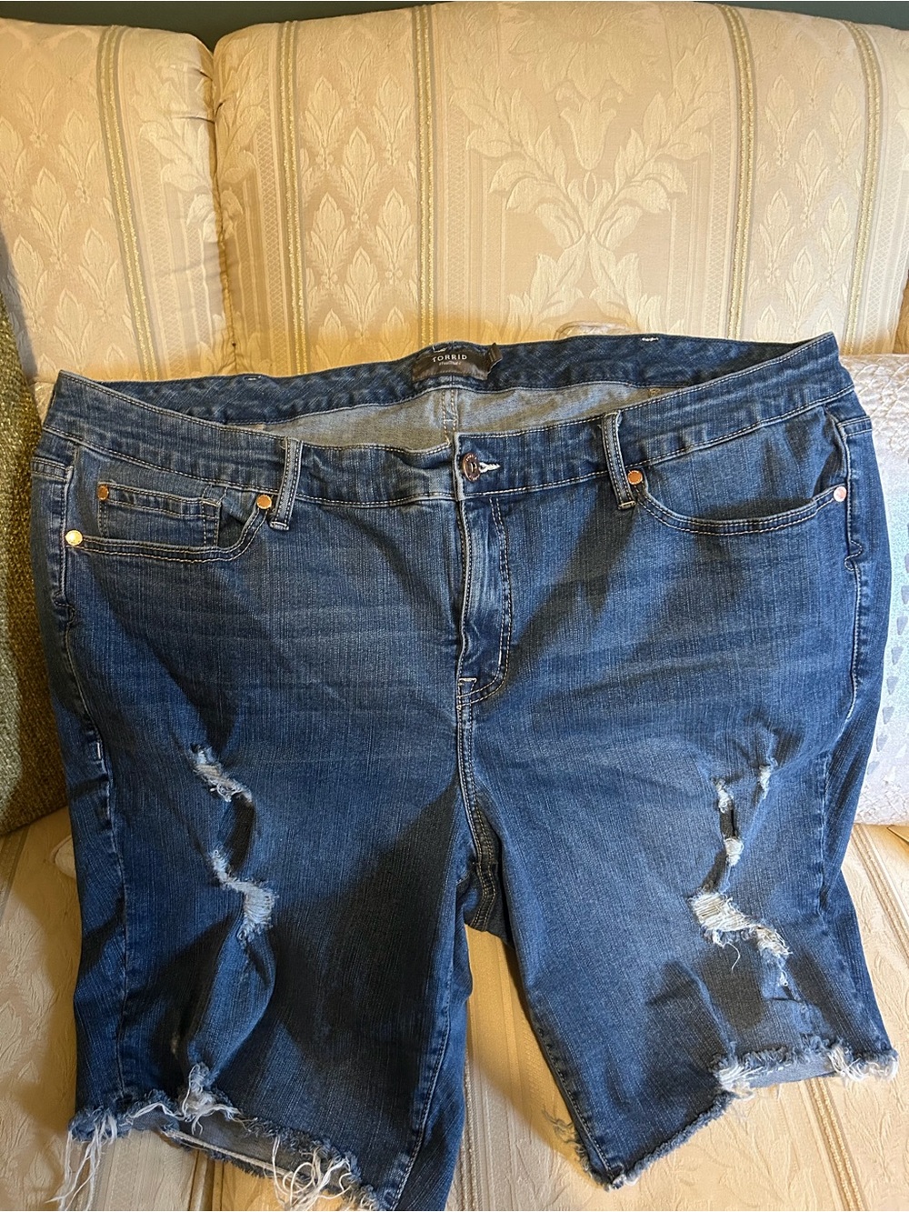 torrid Blue Distressed Boyfriend Denim Shorts